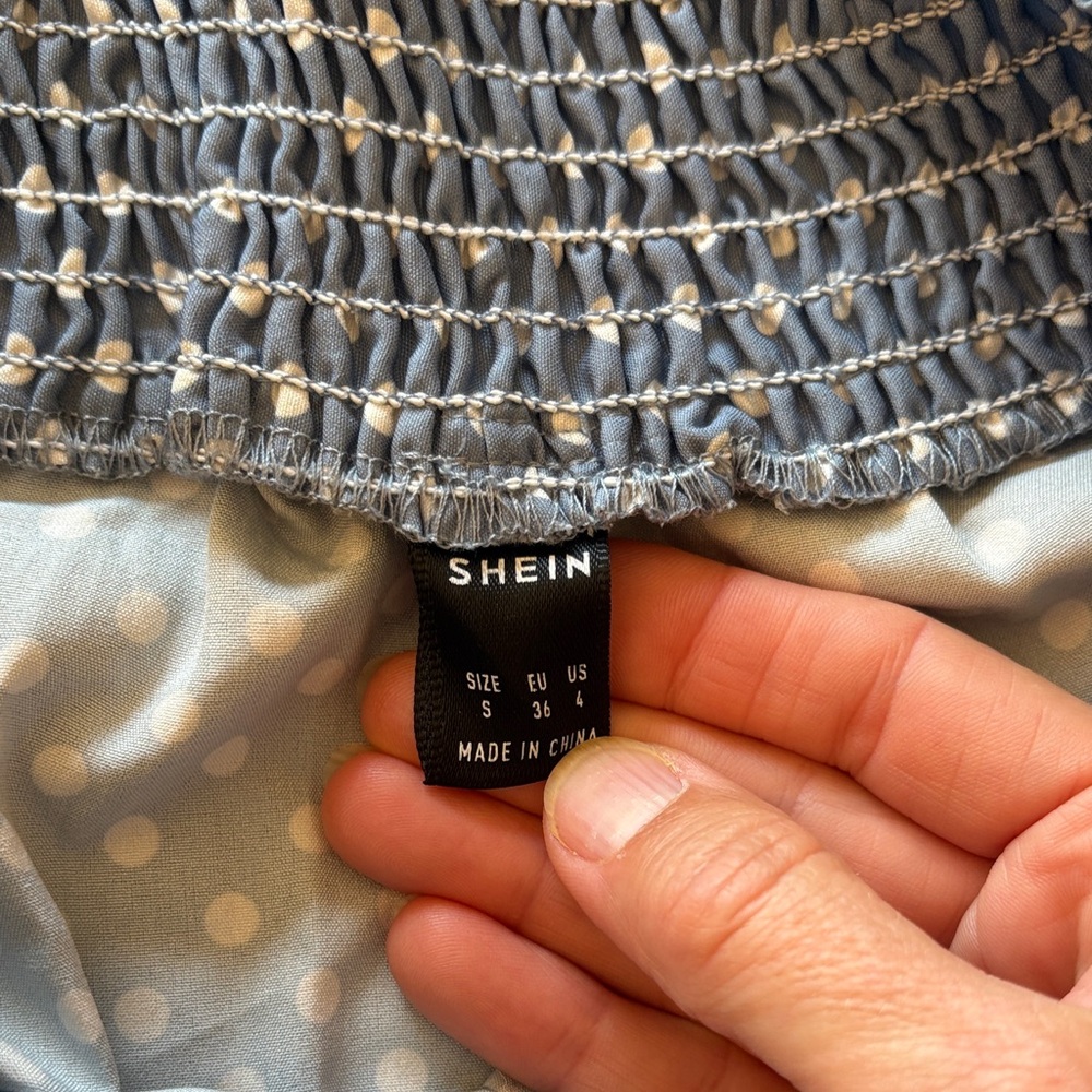 SHEIN Blue and White Polka Dot Pants - Picture 6 of 12